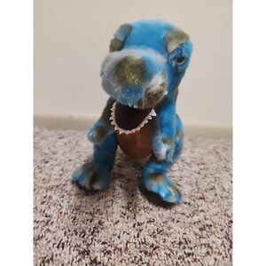 14" Blue T REX Dinosaur Plush Stuffed Animal Blue Green Aurora Tyrannosaurus Toy
